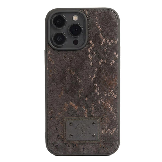Grey Santa Barbara Polo TecHub iPhone 16 Pro Max case with detailed branding and sleek design.