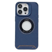 Gear4 MagSafe case with large circle design for iPhone 15 Pro Max, showing the back view with protective material and MagSafe magnet area.