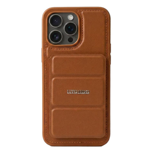 Leather MagSafe stand case for iPhone 15 Pro Max, shockproof protective cover with stand feature, by My Store.