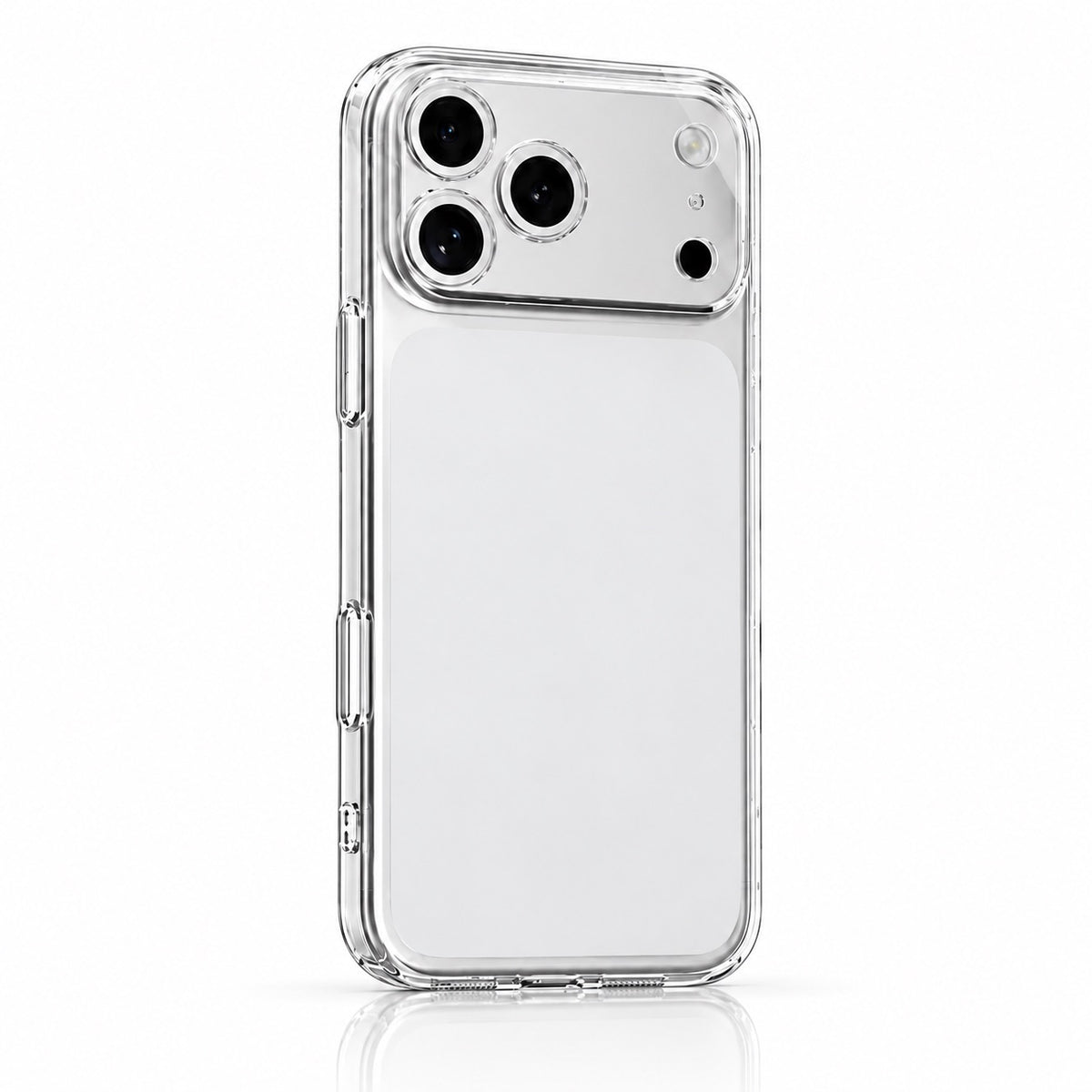 TecHub Tadamall TPU and PC transparent case for iPhone 17/18 Pro, showing clear, slim protective design on the device.