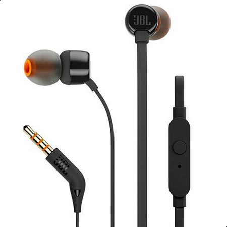 JBL T110 Wired In-Ear Earphones - Black - TecHub