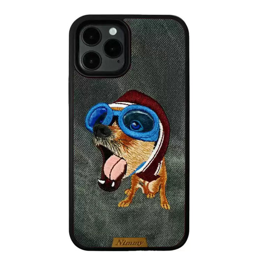 NIMMY Stylish Embroidery Puppy Design Case for iPhone 12 Pro Max - TecHub