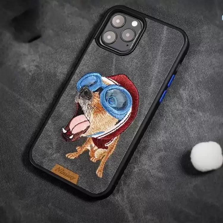 NIMMY Stylish Embroidery Puppy Design Case for iPhone 12 Pro Max - TecHub