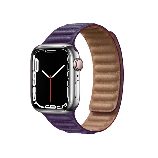 Dual Magnetic Leather Strap For Apple Watch 45mm/49mm – Purple - TecHub