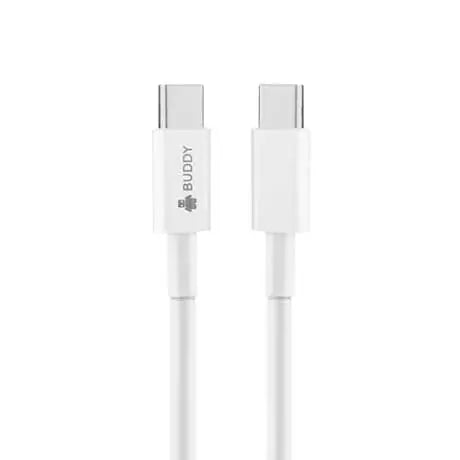 BUDDY BU-CC40 PD USB-C To USB-C Cable 40W Fast Charge 1M - White - TecHub