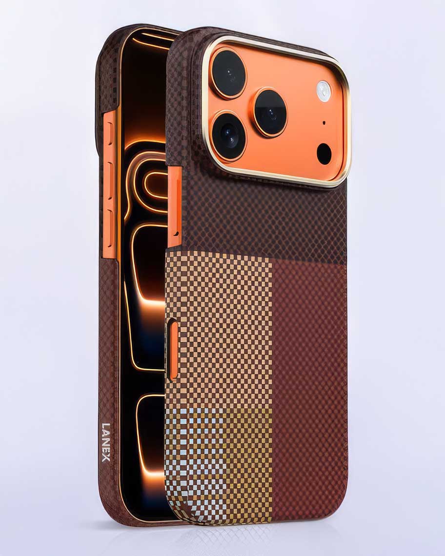 Lanex MagSafe Premium Ultra-slim Diamond Cut Carbon Fiber Case for iPhone 17 Pro Max - Red