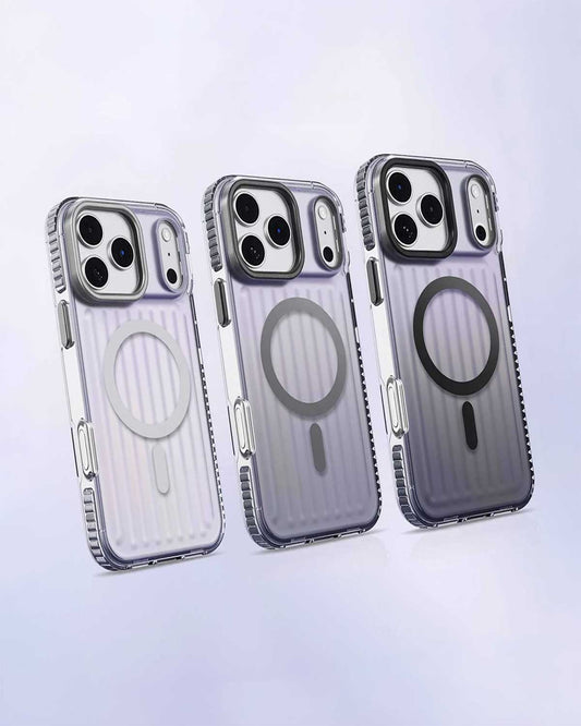 TecHub Lanex striped gradient iPhone 17 Pro Max magnetic case showing colorful design and secure magnetic closure.