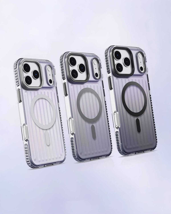 TecHub Lanex striped gradient iPhone 17 Pro Max magnetic case showing colorful design and secure magnetic closure.