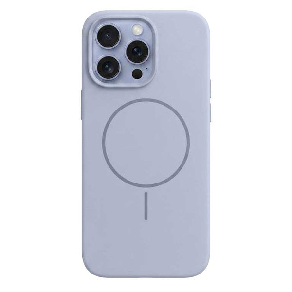 Light blue magnetic liquid silicon case for iPhone 14 Pro Max by TecHub, showing a smooth, flexible protective cover with magnetic closure.