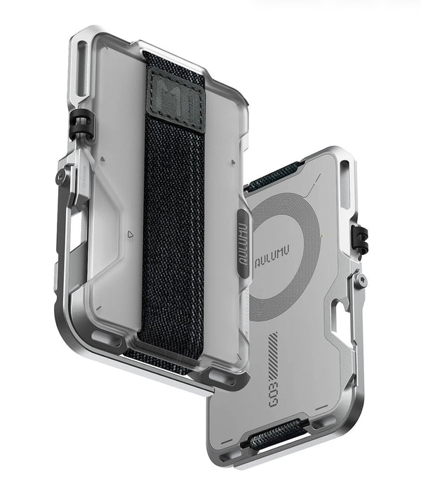 AULUMU G03 Multi-Tool Magnetic Metal Wallet | Frosted Cover | MagSafe - Translucent White