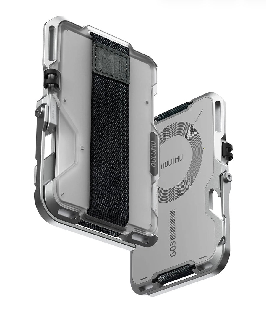AULUMU G03 Multi-Tool Magnetic Metal Wallet | Frosted Cover | MagSafe - Translucent White - TecHub