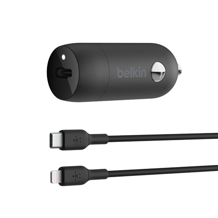 Belkin BoostCharge 18W USB-C Car Charger + USB-C to Lightning Cable - TecHub