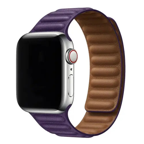 Dual Magnetic Leather Strap For Apple Watch 45mm/49mm – Purple - TecHub