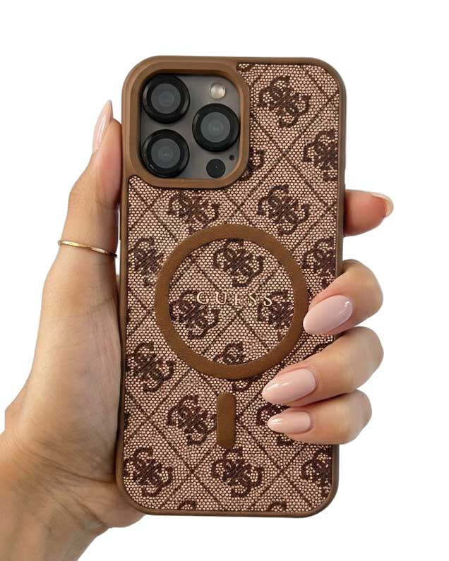 Guess 4G Patterned Textured Silicone MagSafe Case for iPhone 16 Pro