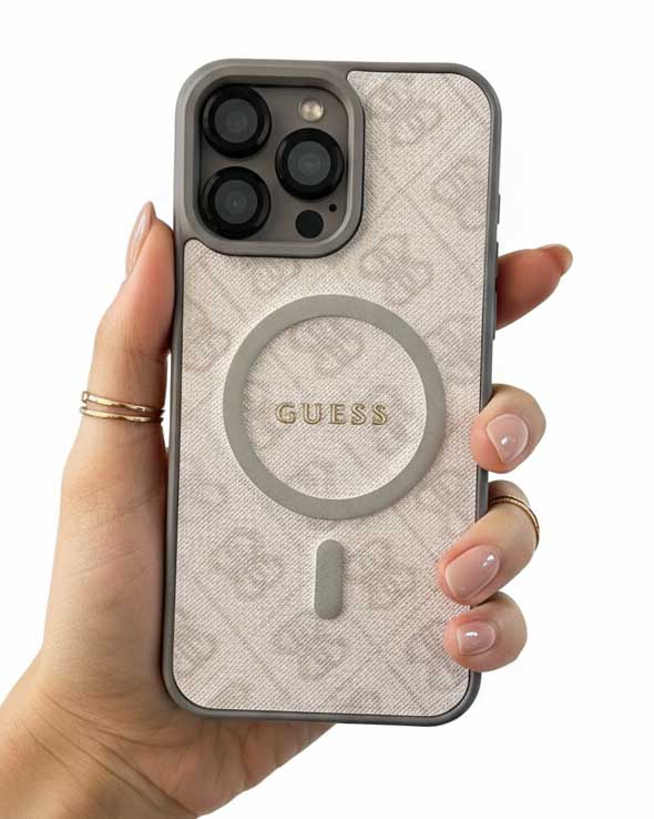 Guess 4G Patterned Textured Silicone MagSafe Case for iPhone 14 - 13