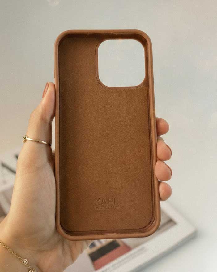 Karl Lagerfeld Leather Case with Wallet for iPhone 16 Pro Max - Brown