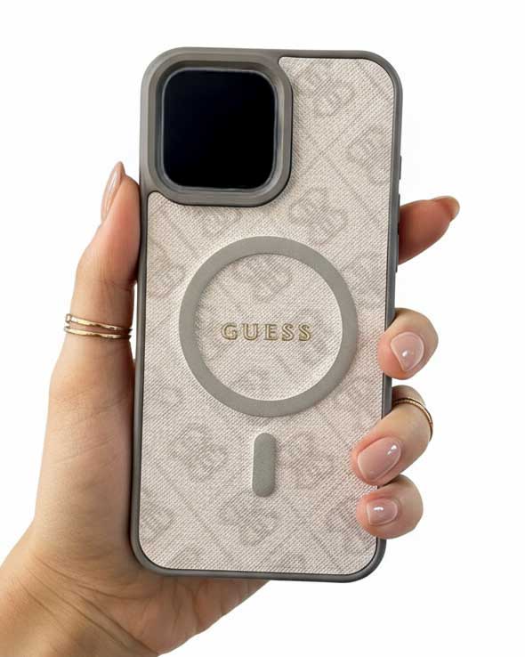 Guess 4G Patterned Textured Silicone MagSafe Case for iPhone 14 - 13