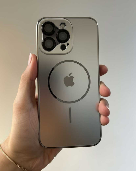 MagicMask Luxury Matt MagSafe Case for iPhone 15 Pro Max - Silver