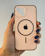 TecHub MagicMask luxury matte MagSafe case in gold for iPhone 15, featuring a sleek, stylish protective design.