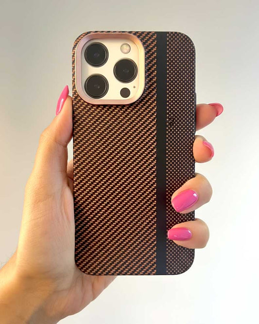 FreeAir MagSafe Carbon Fiber Design Case for iPhone 14 Pro Max - Black/Brown