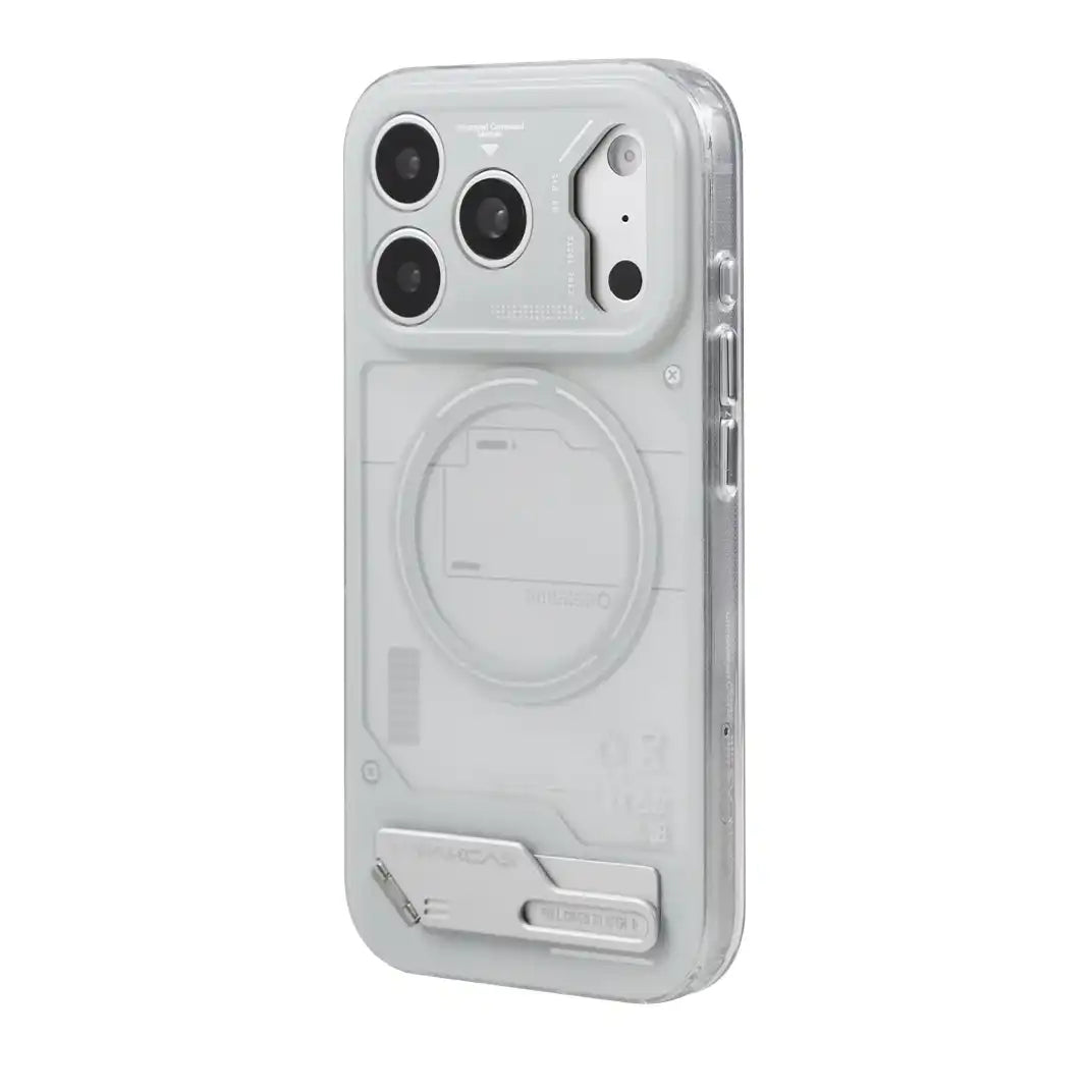 WAKCAS Energy Module MagSafe iPhone Case with Built-in Metal Stand for iPhone 17 Pro Max - Battery Grey