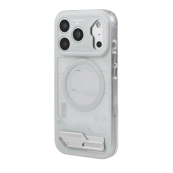 WAKCAS Energy Module MagSafe iPhone Case with Built-in Metal Stand for iPhone 17 Pro Max - Battery Grey