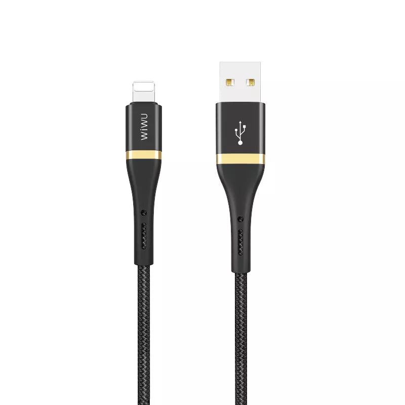Wiwu Elite ED-100 كابل شحن Lightning 2.4A 1.2M - أسود - TecHub