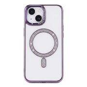 TecHub Diamond Strass MagSafe case for iPhone 15 in purple with sparkling diamond accents, protective and stylish phone accessory.