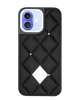 Diamond Pattern Leather Case for iPhone 16 - Black - iPhone 16 / Black