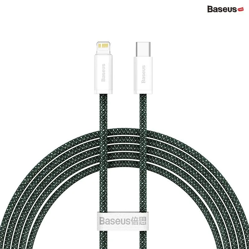 كابل Baseus Dynamic 2 Series من USB-C إلى Lightning، يدعم PD بقدرة 20W وبطول 1 متر - أخضر - TecHub