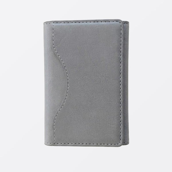 TecHub Triple Fold Leather MagSafe Wallet case with card slots, designed for secure iPhone attachment and convenient card storage