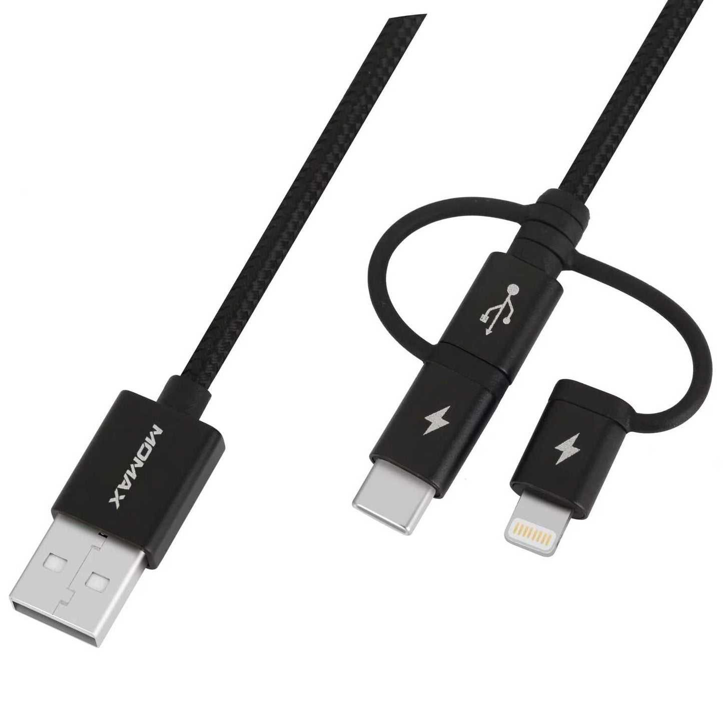 Momax One Link 3-in-1 USB A to Micro USB/Lightning/Type C Cable (1M) - TecHub