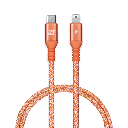 Momax Elite Link USB C to Lightning Nylon-Braided Fast Charging Cable (1.2M) - Orange - TecHub