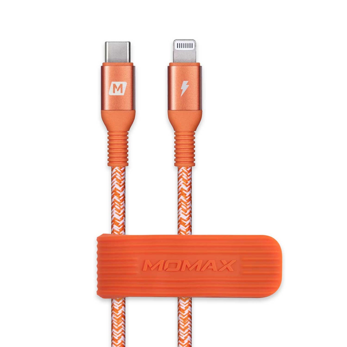 Momax Elite Link USB C to Lightning Nylon-Braided Fast Charging Cable (1.2M) - Orange - TecHub