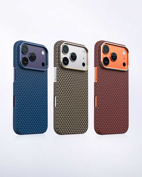 TecHub Lanex Premium Ultra-slim diamond carbon fiber case for iPhone 17 Pro Max, showcasing its sleek design and textured surface.