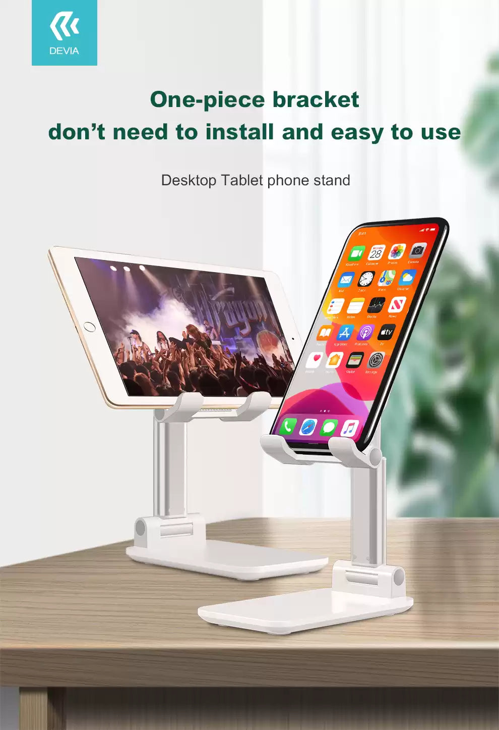 Devia Foldable Desktop Tablet Phone Stand - White - TecHub