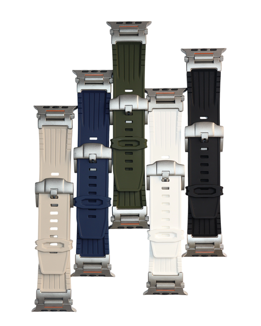 Sport Silicone Strap with Stainless Steel Correa Bracelet for for Apple Watch 42/44/45/46/49 mm