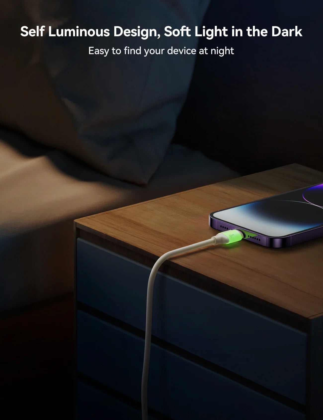 TecHub JOYROOM S-A53 fluorescent Type-C to Type-C cable, 60W fast charging, 1.2 meters long, with reinforced connectors.