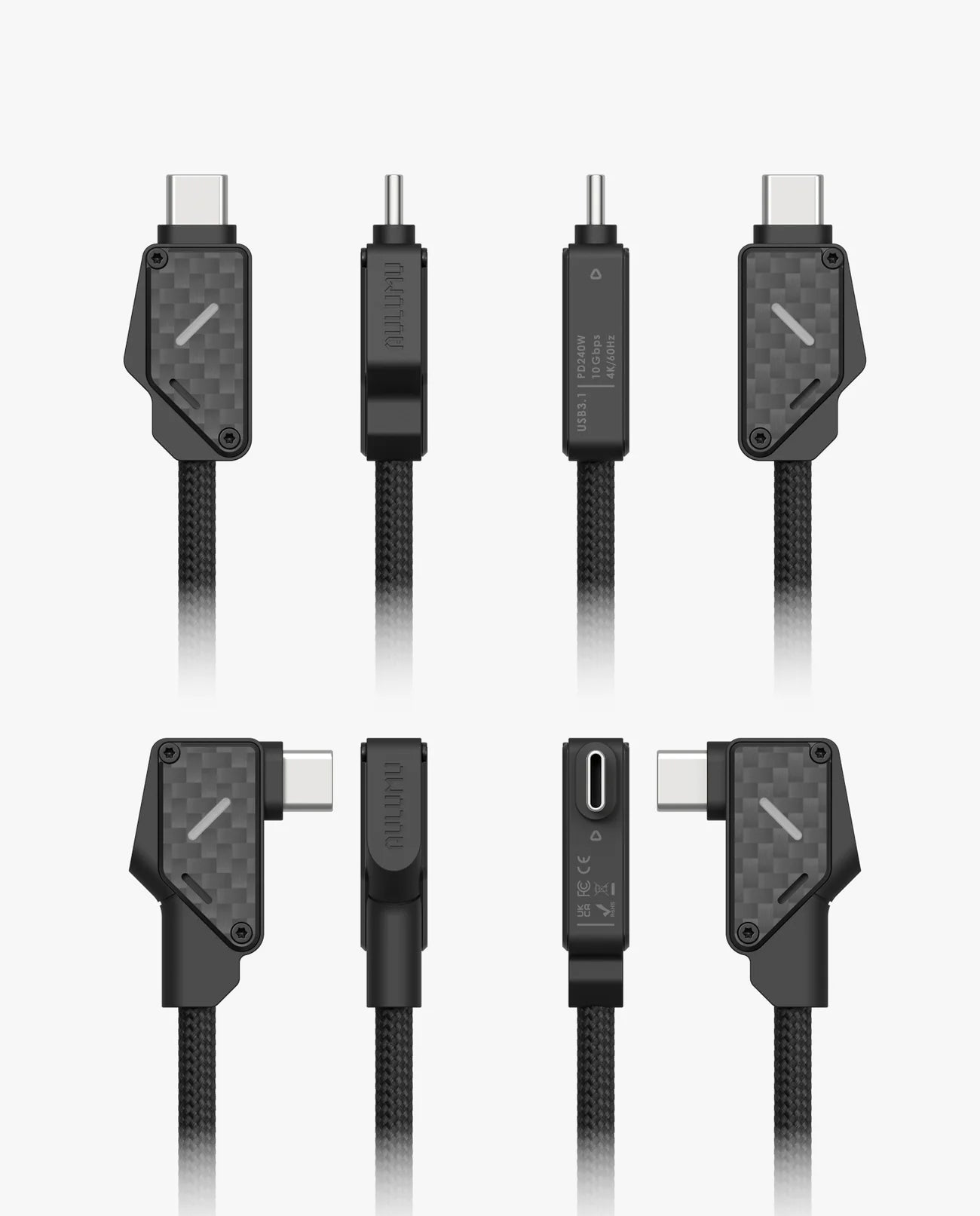 TecHub M07 Light Carbon USB-C cable, 1.2 meters, high-speed charging and data transfer, sleek light carbon design.
