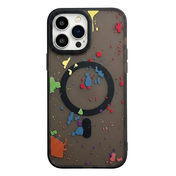 iPhone 14 Pro Max Magsafe wireless charging graffiti polka dot case by My Store, showing colorful design on sleek protective cover