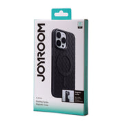Joyroom braided series MagSafe magnetic case for iPhone 15 Pro in purple, featuring a textured braided design and magnetic closure.