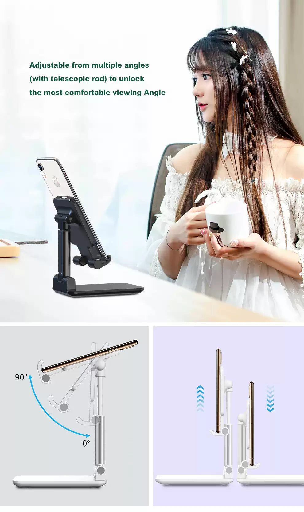 Devia Foldable Desktop Tablet Phone Stand - White - TecHub