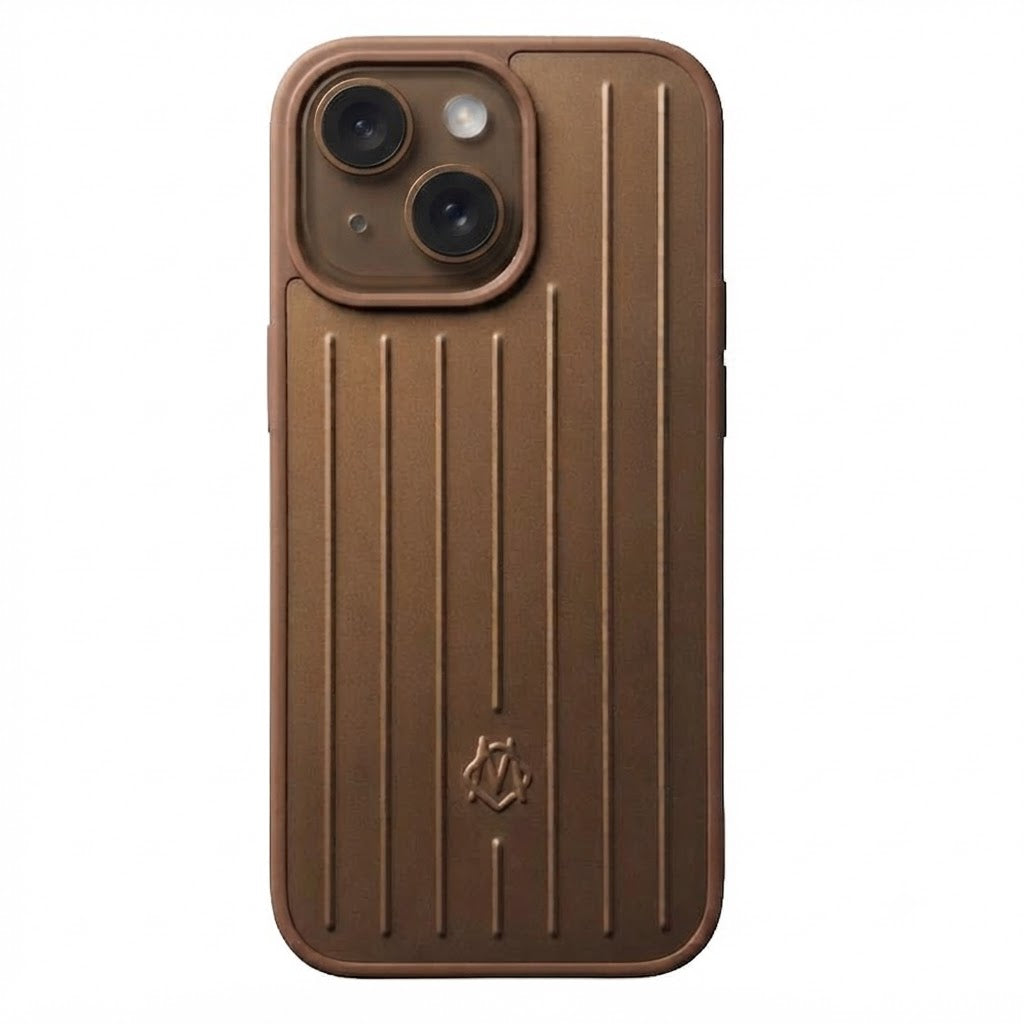 Vertical Striped Luggage Style Full Coverage Case for iPhone 15