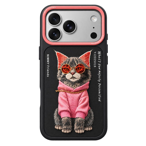 TecHub Nimmy Premium Friends Case for iPhone 17/18 Pro Max, black Bulldog design, shockproof full protection with MagSafe compatibility.
