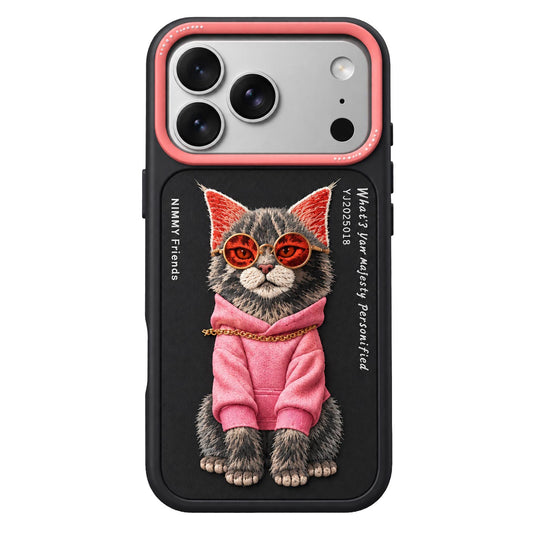 TecHub Nimmy Premium Friends Case for iPhone 17/18 Pro Max, black Bulldog design, shockproof full protection with MagSafe compatibility.