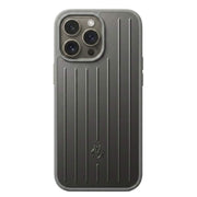 TecHub vertical striped full coverage iPhone 14 Pro case with luggage-inspired design, durable protection, and full device coverage.