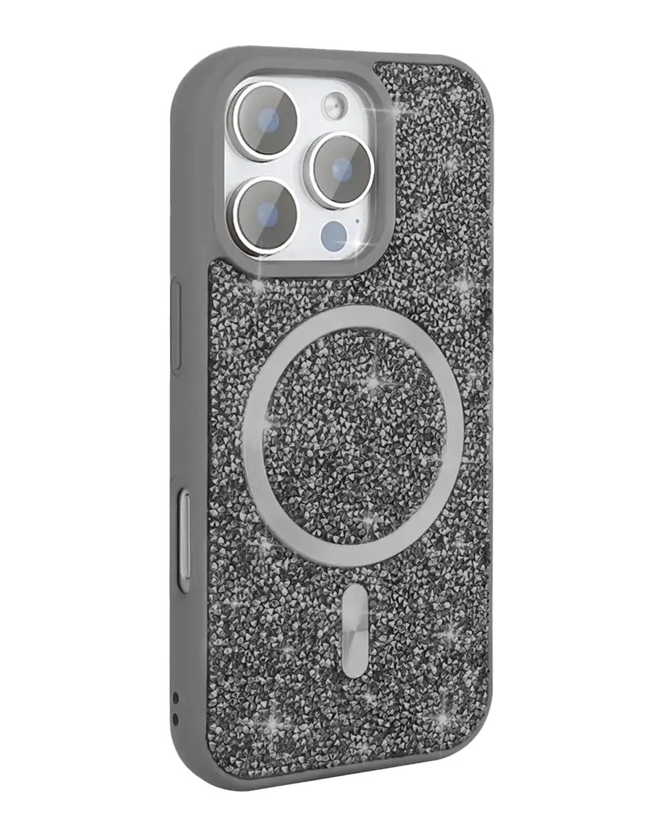 TecHub Swarovski luxury bling glitter diamond MagSafe case for iPhone 14 Pro Max, featuring shiny embellishments and secure magnetic attachment.