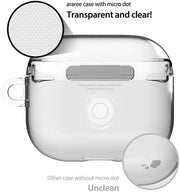 Clear TecHub Araree Hard PC case for AirPods 3, protective and transparent, showing the sleek design of the AirPods in the case.
