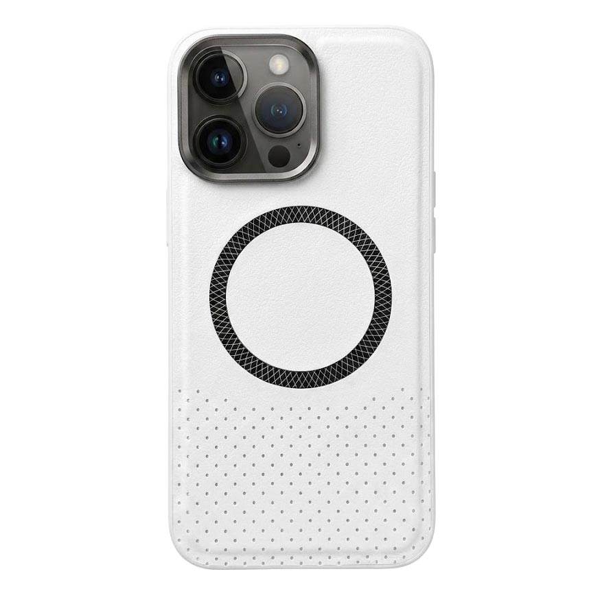 TecHub Hard MagSafe leather and textured case for iPhone 14 Pro Max, showing the stylish protective phone cover with MagSafe compatibility.