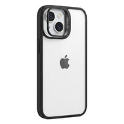 Invisible Stand Case for iPhone 14 - 13 with Metal Camera Lens Ring Protector Cover - Black